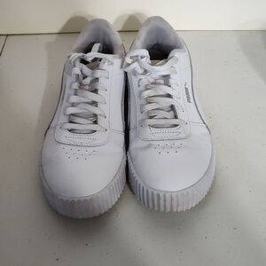 Puma Carina White Leather Casual Tennis Sneakers Women's Shoes Size 7.5